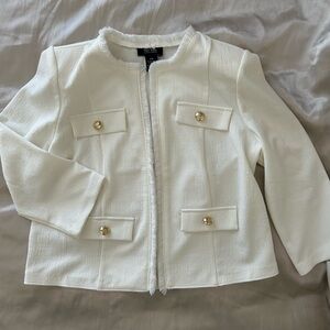New York & Company Girls' White Tweed Jacket with Gold Buttons